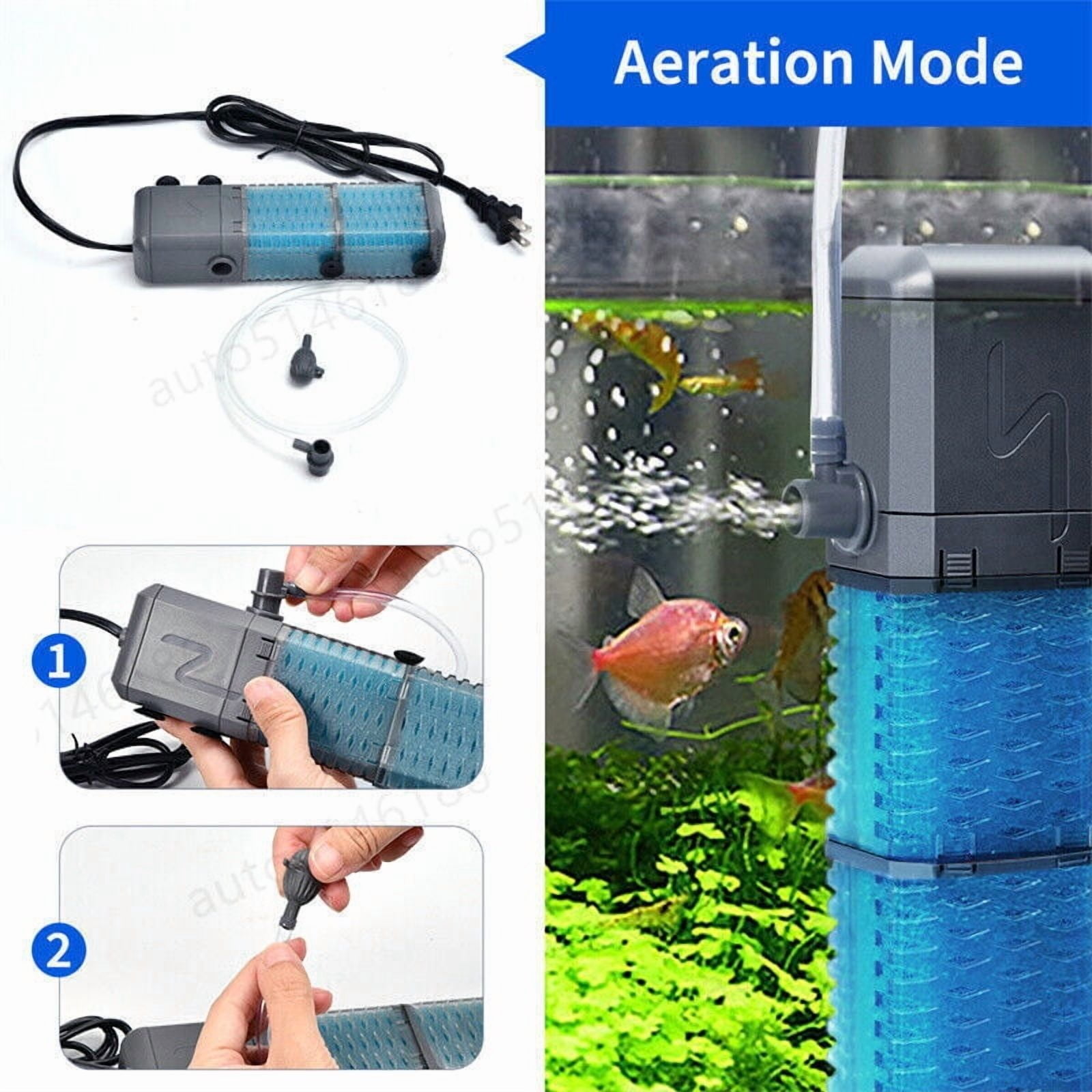 ITIY 5 in 1 Aquarium U V Filter, 800L/H 8W interne Aquarienfilterpumpe mit Timer, um 180