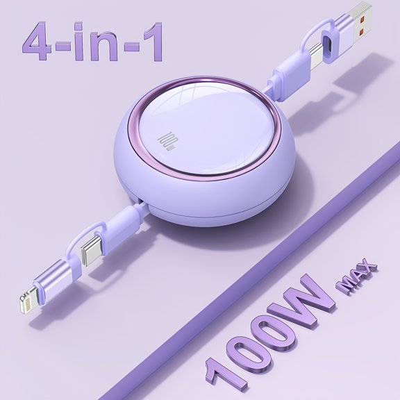 4-in-1 Super Fast Charging USB-C to USB-C Data Cable, High-Speed Transmission, Multi-Connector Adapter for Phones, Tablets & Laptops