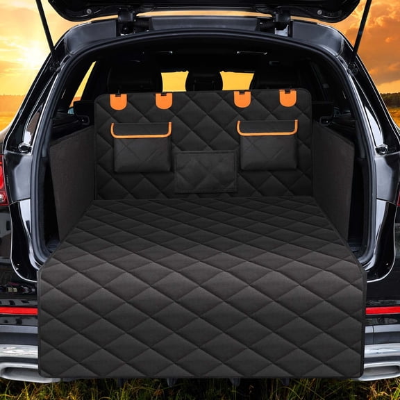 4-in-1 Suv Cargo Liner For Dogs Non-slip Water Resistant Pet Trunk Mat With Side Flaps Protector & Seat Organizer Dog Backseat Cover Suvs Vans(54" W X 88" L)