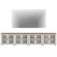 thumbnail image 1 of 4-in-1 TV Stand, Wood Console Table Storage Cabinet for Living Room, Kitchen Sideboard Buffet Cabinet With Glass Door for Dining Room, Rustic White, 1 of 7