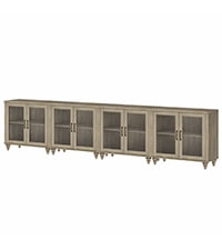 4-in-1 TV Stand, Wood Console Table Storage Cabinet for Living Room, Kitchen Sideboard Buffet Cabinet With Glass Door for Dining Room, Wash Grey