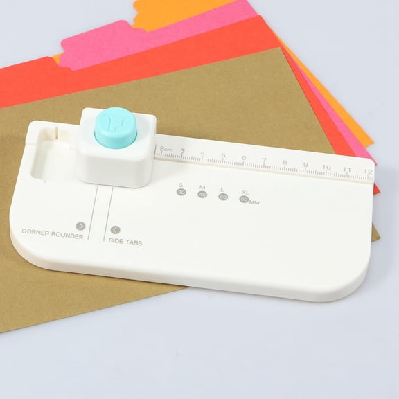 4-in-1 Tab Punch Board, Multi-Size File Tab Puncher (30-60mm) for Scrapbooking, DIY Index Label Maker for Planners & Journaling, Compact Craft Paper Punch Cutter for Folders & Gift Tags