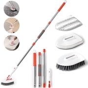 4-in-1 Tile Tub Scrubber with Long Handle,Bathroom Floor Bath Shower Household Cleaning Brush Tools Clean