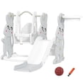 thumbnail image 1 of 4 in 1 Toddler Playset with Slide Swing Climber Basketball Hoop Rabbit Theme for Ages 1.5 to 4 Years Gray, 1 of 7