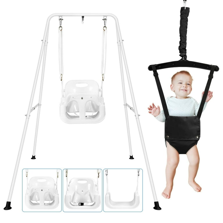 Easoger 4-in-1 Baby Swing Set with Foldable Metal Stand for Indoor