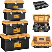 4-in-1 Tool Box Set with 8 Organizers, 15 17 19 21 Lockable Portable Tool Boxes for Hand & Power Tools, Garage & Home Storage Mini/Small/Large