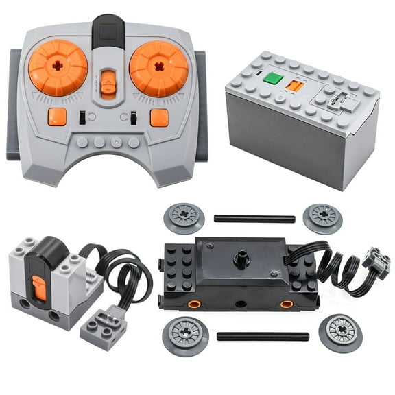 4-in-1 Train Motor Set Remote Control Kit Technical Parts, MOC Control Function Power Functions for STEM Assembled Building Block