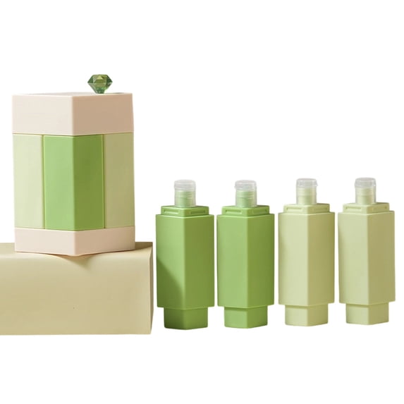 4-in-1 Travel Bottle Set, Leak Proof Travel Size Toiletries Containers Portable Refillable Liquid Lotion Dispenser for Shampoo Conditioner Soap Cosmetic Items, Green