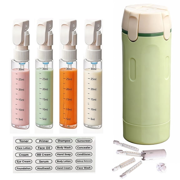 4 in 1 Travel Dispenser Bottle,4 Pack 30ML Leak Proof Travel Bottles for Toiletries