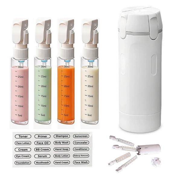 4-in-1 Travel Dispenser Bottle,4 Pack 30ML Leak Proof Travel Bottles for Toiletries