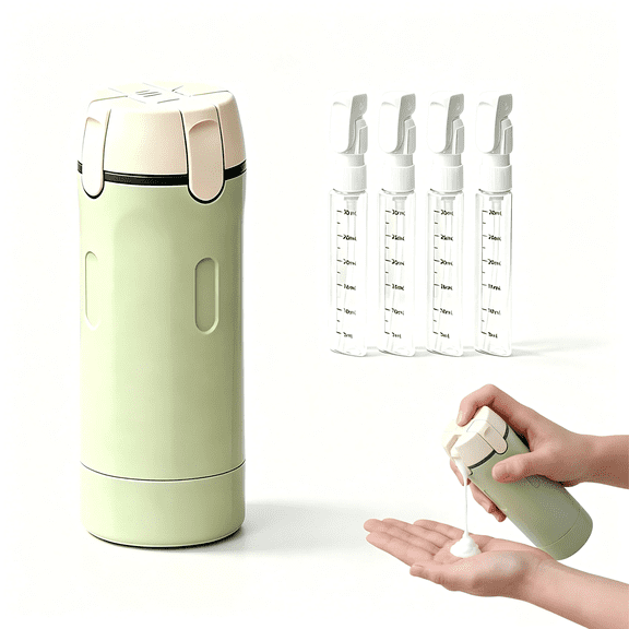 4-in-1 Travel Dispenser Bottle with Scale and Label, 4 Pack 30ml Refillable Leak Proof Transparent Toiletry Containers for Shampoo Lotion Conditioner Cream, Green