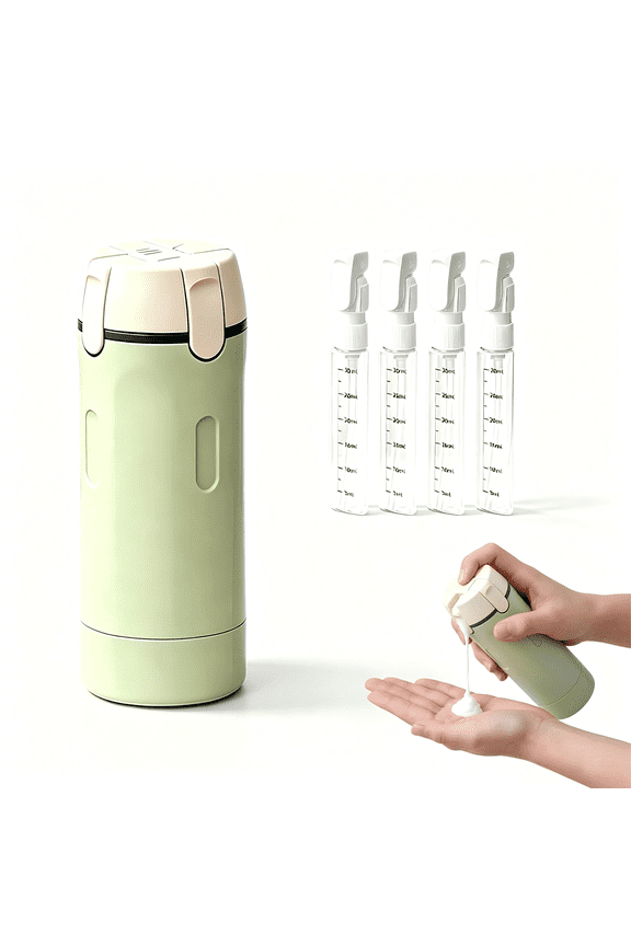 4-in-1 Travel Dispenser Bottle with Scale and Label, 4 Pack 30ml Refillable Leak Proof Transparent Toiletry Containers for Shampoo Lotion Conditioner Cream, Green