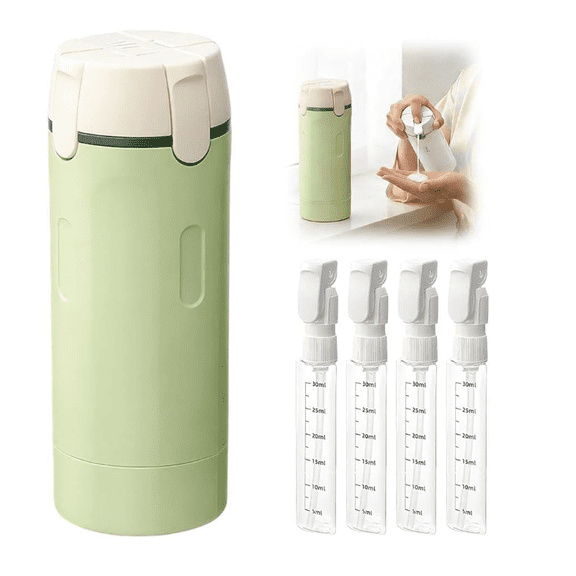 4-in-1 Travel Dispenser Bottle for Toiletries Portable Cosmetic Shampoo Storage Lotion Compact Plastic Container Wholesale Easy Press Smooth Flow