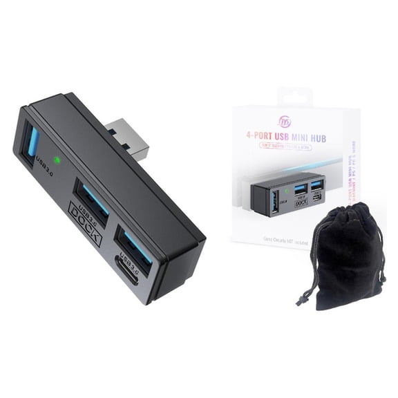 4 in 1 USB 3.0 Expansion Dock Steam Deck, Multi-Platform Hub Steam Machine PC, Universal Extender for Phones USB Drives HDD, Black