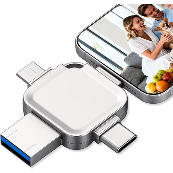 4-in-1 USB 3.0 Flash Drive OTG Type-C TF Card Reader for iPhone iPad Android Mobile Storage High Speed Photo Stick U-Drive Multifunctional Adapter