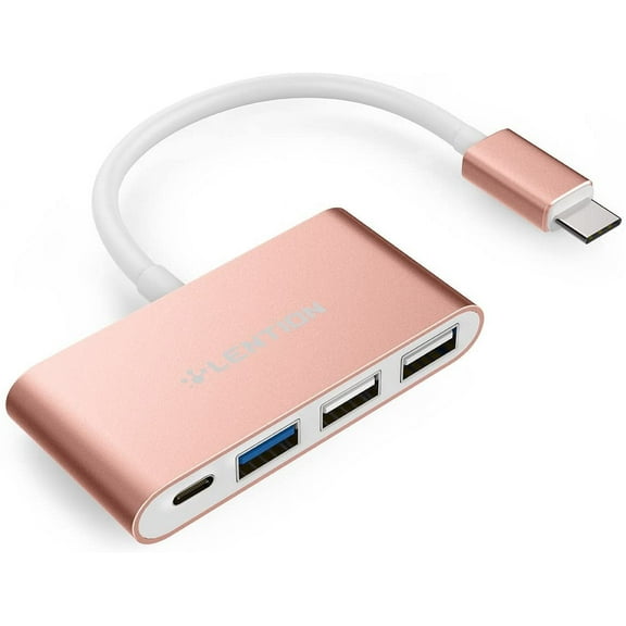 4-in-1 USB-C Hub with Type C, USB 3.0, USB 2.0 Compatible 2021-2016 MacBook Pro 13/14/15/16, New Mac Air/Surface, ChromeBook, More, Multiport Charging & Connecting Adapter (CB-C13, Rose Gold)