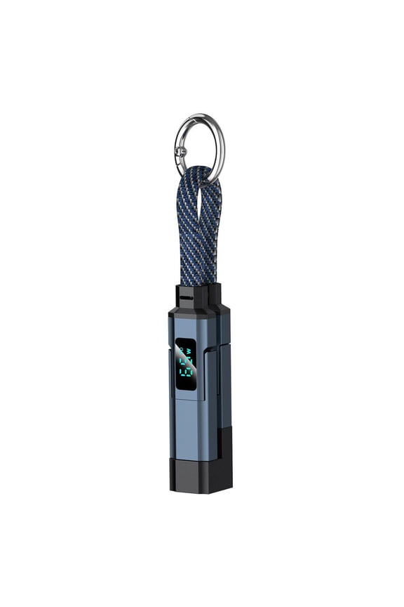 4-in-1 USB C Keychain Cable, 65W Fast Charging Lanyard Data Cable for iPhone/Type-C/USB-A Devices, 0.2m