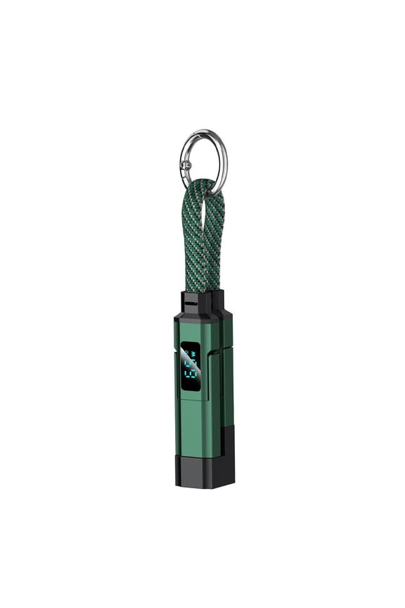 4-in-1 USB C Keychain Cable, 65W Fast Charging Short Phone Lanyard Data Cable for iPhone/Type-C Devices, 0.2m, Zinc Alloy Braided, Digital Display