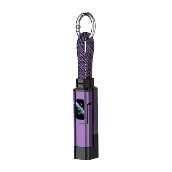 4-in-1 USB C Keychain Charger Cable with Digital Display, 65W Fast Charging Short Braided Data Cord for Type-C/L/USB-A, Portable Multi Charger for Phone Tablet Laptop