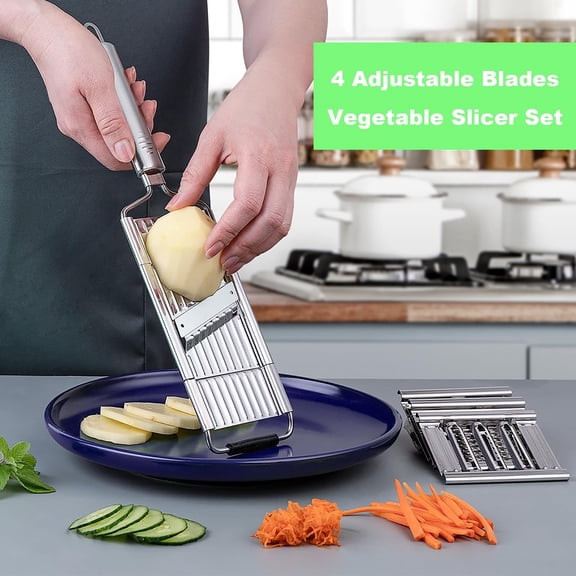 4 in 1 Vegetable Cutter with Cheese Grater,Carrot Grater,Cabbage Shredder,Stainless Steel Mandoline Slicer for Kitchen,Vegetable Chopper(1PCS)