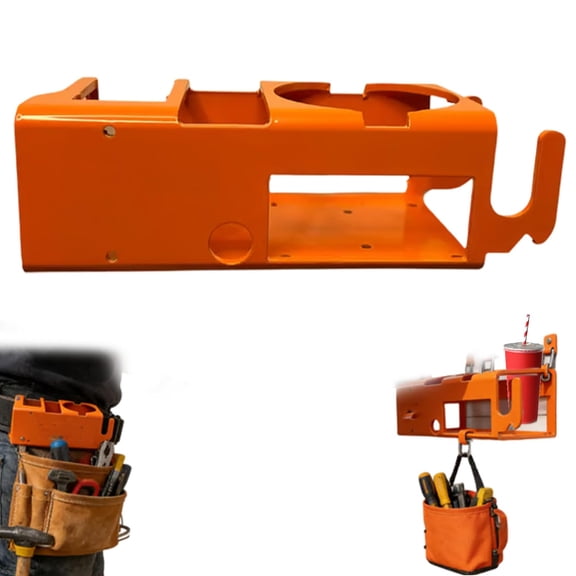 4-in-1 Wall Mounted Workstation Organizer with Cup Holder, Phone Stand, Tool Bag Hooks and Bottle Opener for Garage, Workshop and Jobsite