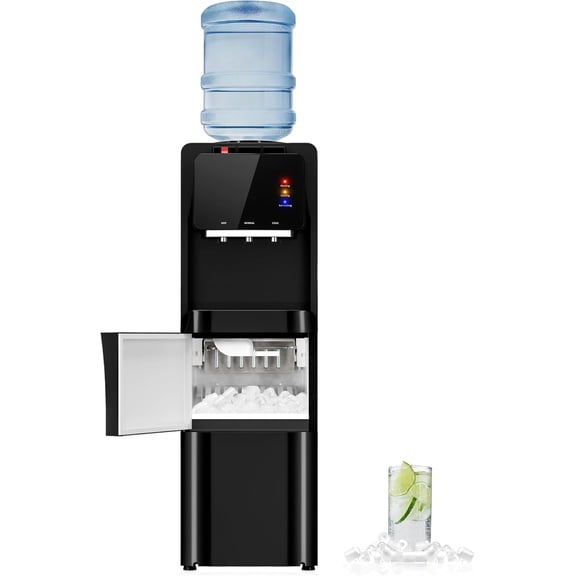 4-in-1 Water Dispenser with Ice Maker, Hot & Cold & Room Temperature Top Loading Water Cooler with Fast Ice Making, Child Lock, Compatible with 35 Gallon Bottles, for Home and Office