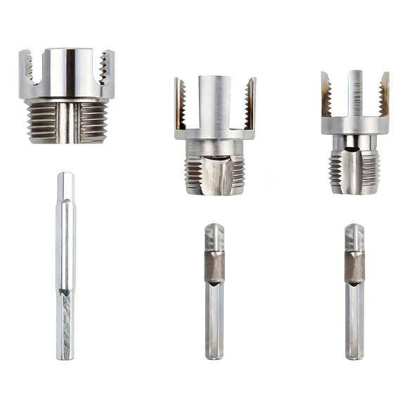 4-in-1 Water Pipe Threader Tool, 3-Piece Carbon Steel Pipe Wrench Set 1/2" 3/4" 1", Internal & External Threading Cutter Kit for PVC Pipe & Plumbing(RL 1 Set)