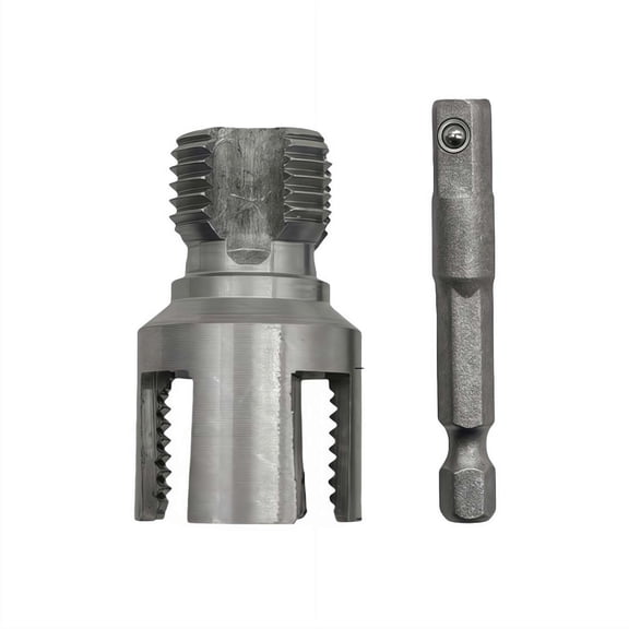 4 in 1 Water Pipe Threader Tool for 1/2" PVC Pipe, Electric Drill Driven Internal & External Thread Cutter, Plumbing Repair Set with Drive Bit