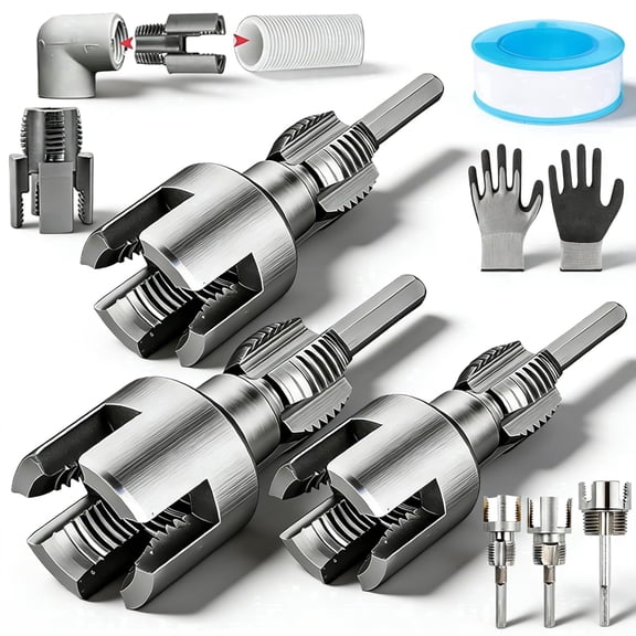 A AKARF 4 in 1 Water Pipe Wrench for PVC Pipe Threader and Internal Pipe Wrench 1/2 3/4 1 Inch 3 Piece Set