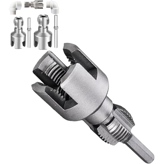 4 in 1 Water Pipe Wrench, Pipe Tapping and Threading Tool, Integrated Internal & External PipeThreading Tool, Pvc PipeThreader Set 1/2" 3/4" (4inch)