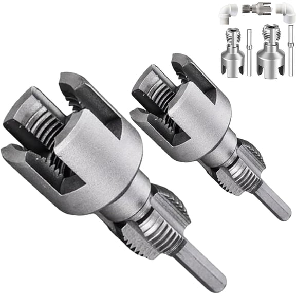 4 in 1 Water Pipe Wrench, Pipe Tapping and Threading Tool, Integrated Internal & External PipeThreading Tool, Pvc PipeThreader Set 1/2" 3/4" (Set)