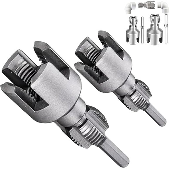 4 in 1 Water Pipe Wrench, Pipe Tapping and Threading Tool, Integrated Internal & External PipeThreading Tool, Pvc PipeThreader Set 1/2" 3/4"