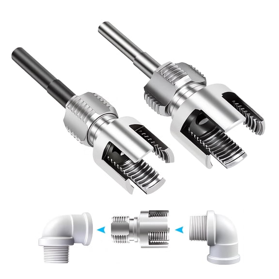 4 in 1 Water Pipe Wrench Threader, Dual-Function for 1/2" 3/4" 1" PVC Pipes, Internal/External Threading Tool for Electric Drill