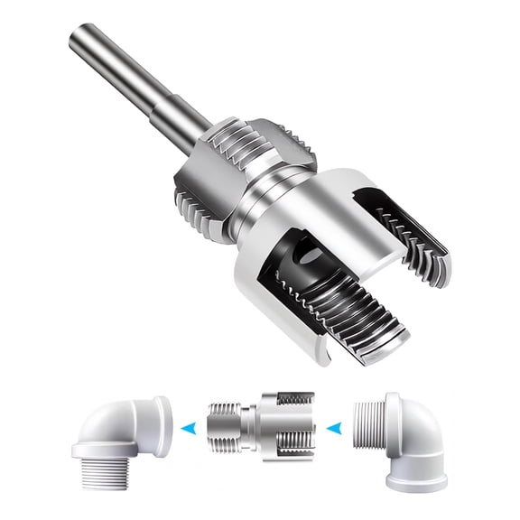 4 in 1 Water Pipe Wrench Threader, Dual-Function for 1/2" 3/4" 1" PVC Pipes, Internal/External Threading Tool for Electric Drill
