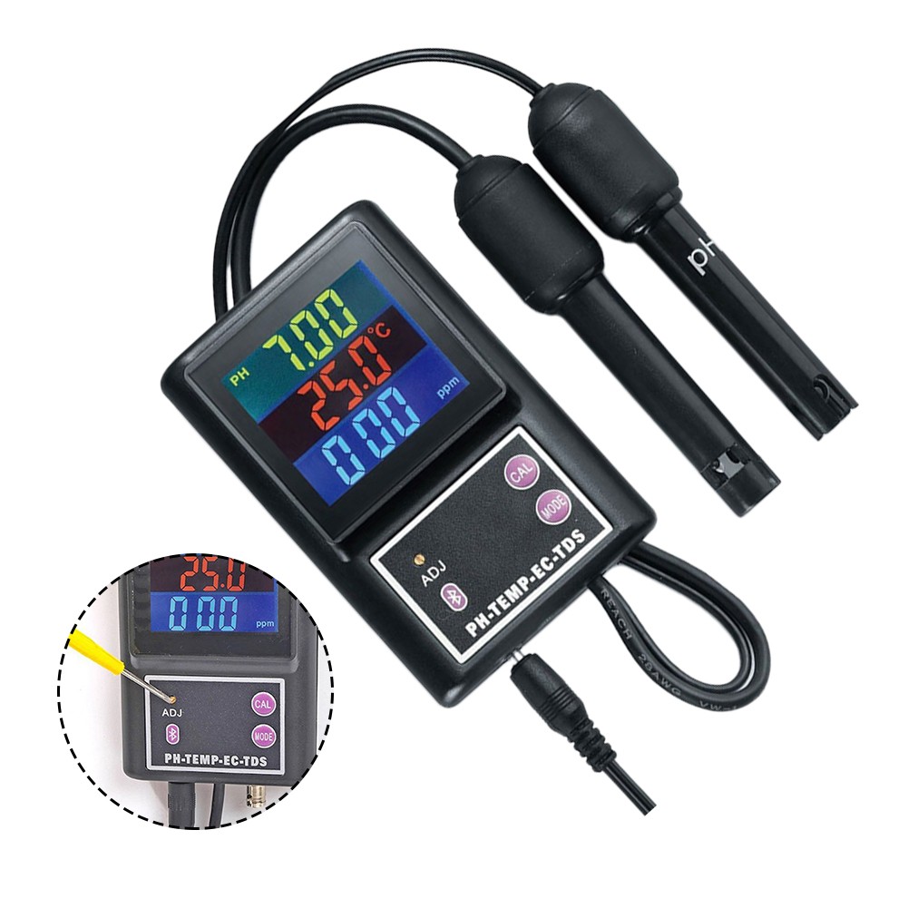 Landtek Smart WiFi PH EC Temperature Monitor For Hydroponics - 3-in-1 Controller With Dual Relay Output