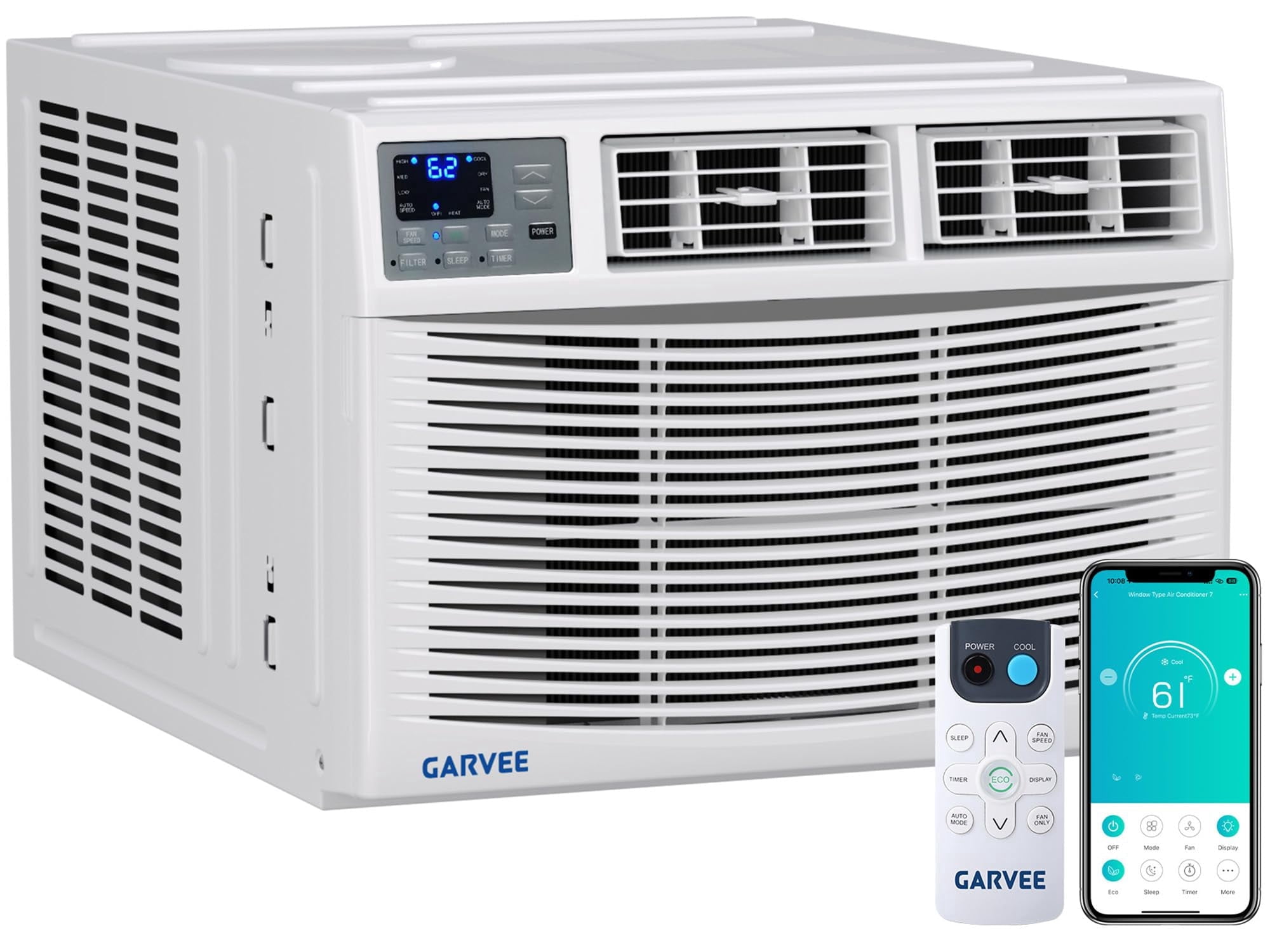4-in-1 Window Air Conditioner & Heater Combo with WiFi - 8000 BTU, Dehumidifier & Fan, Remote/App/Alexa/search engine Assistant Control - Efficient Cooling for Rooms up to 350 Sq. Ft Color: With WiFi