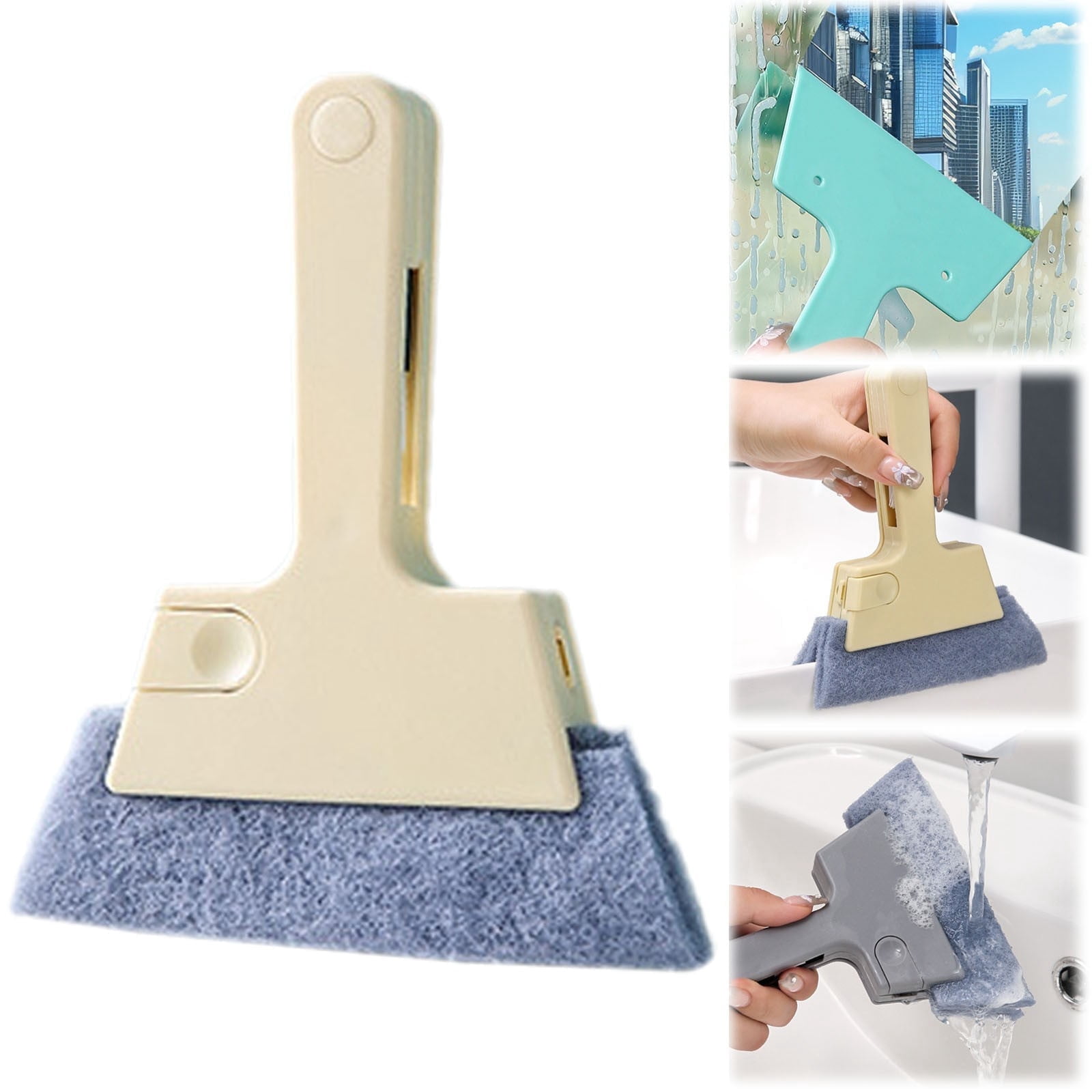 Window Washers Blade 4-in-1 Window Cleaning Kit- Window Cleaning Blade, Window Track Brush ...