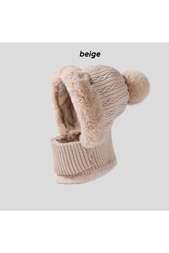 4-in-1 Winter Trapper Hat with Faux Fur Lining, Cable Knit Ear Flap with Neck Gaiter and Face Mask, All-Season Cold Weather Protection for Outdoor Activities