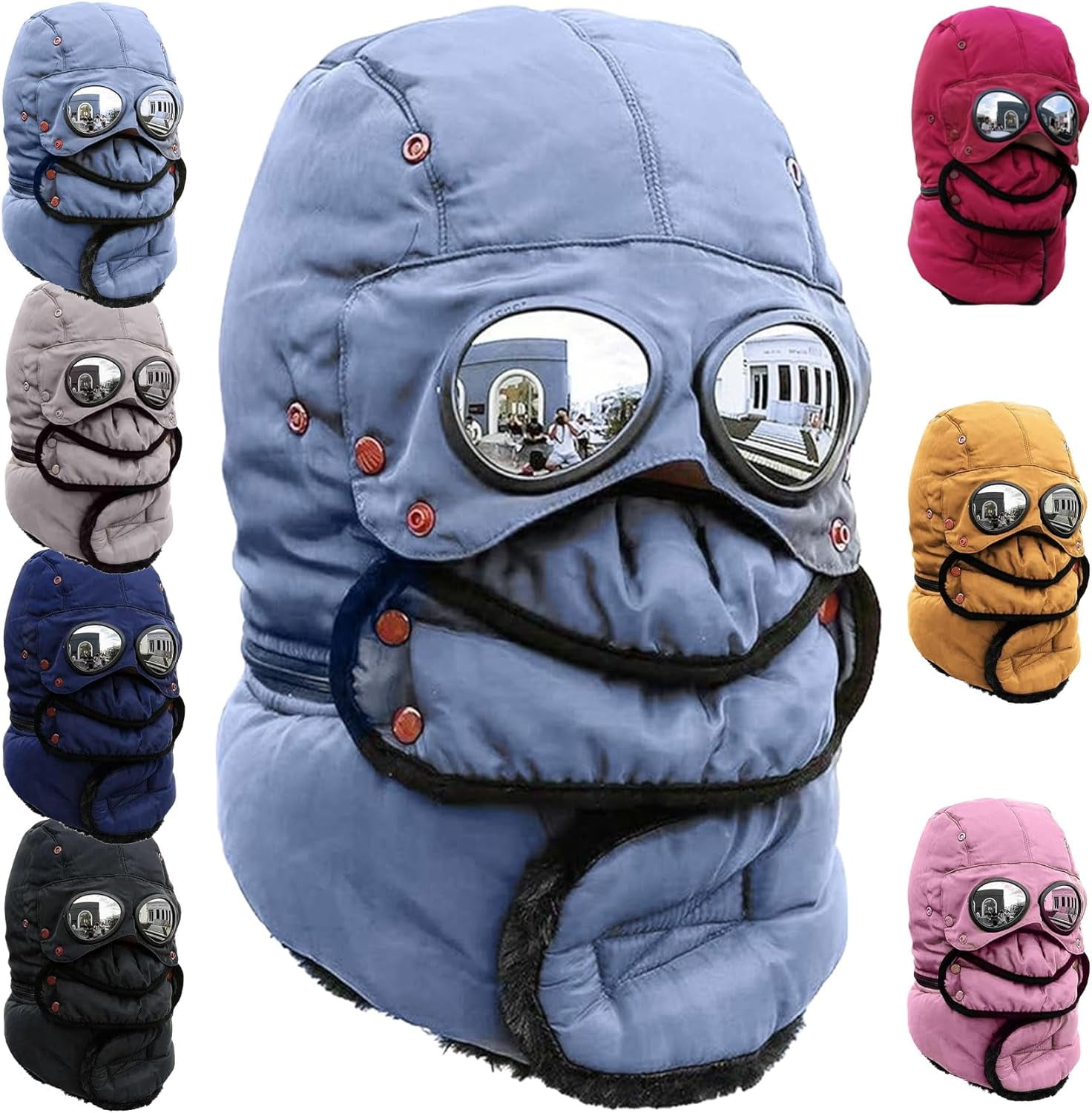 4 in 1 Winter Windproof Thermal Hat - Detachable Mask & Neckband, Glasses-Compatible for Hiking/Camping