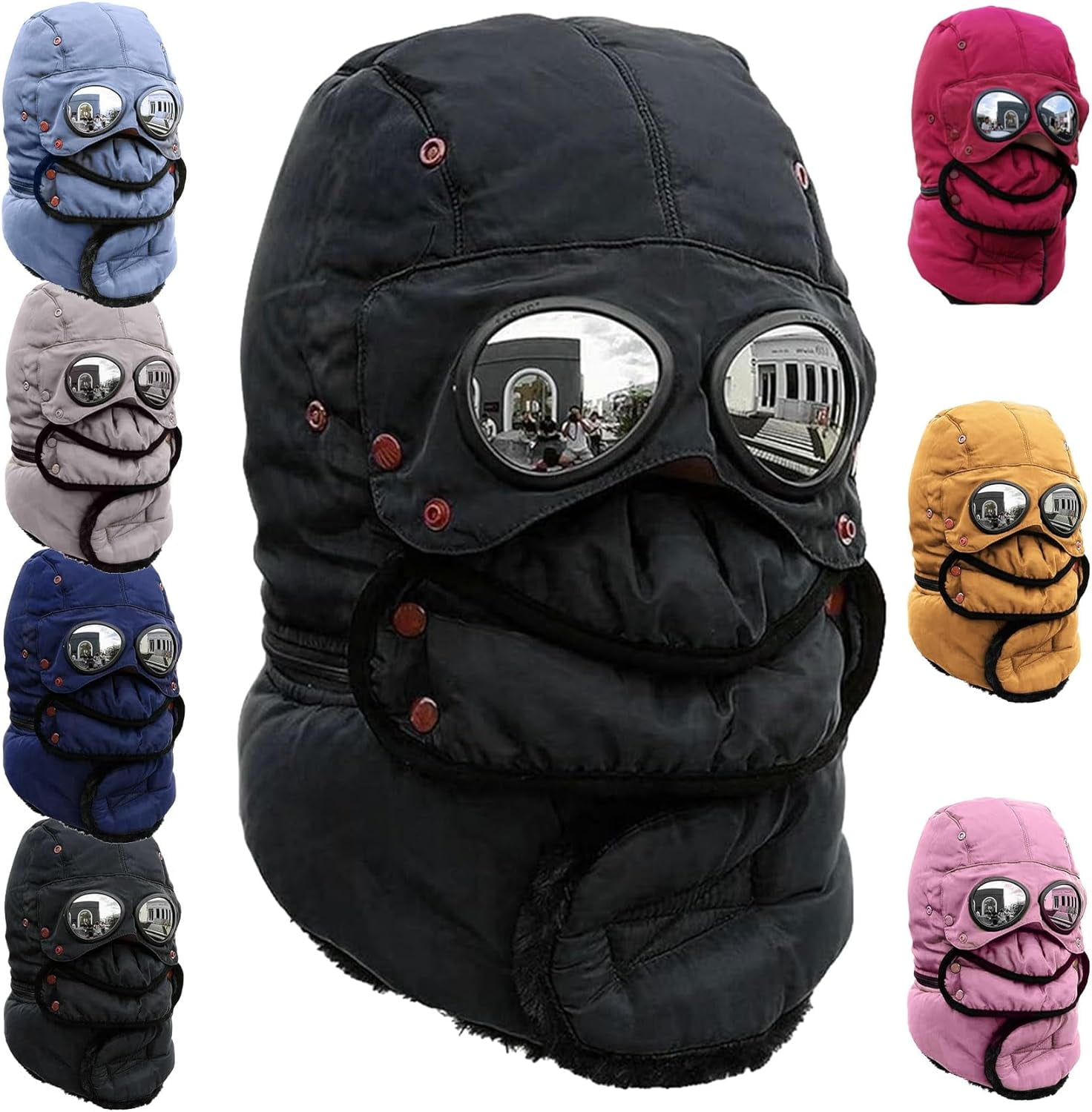 4 in 1 Winter Windproof Thermal Hat - Detachable Mask & Neckband, Glasses-Compatible for Hiking/Camping