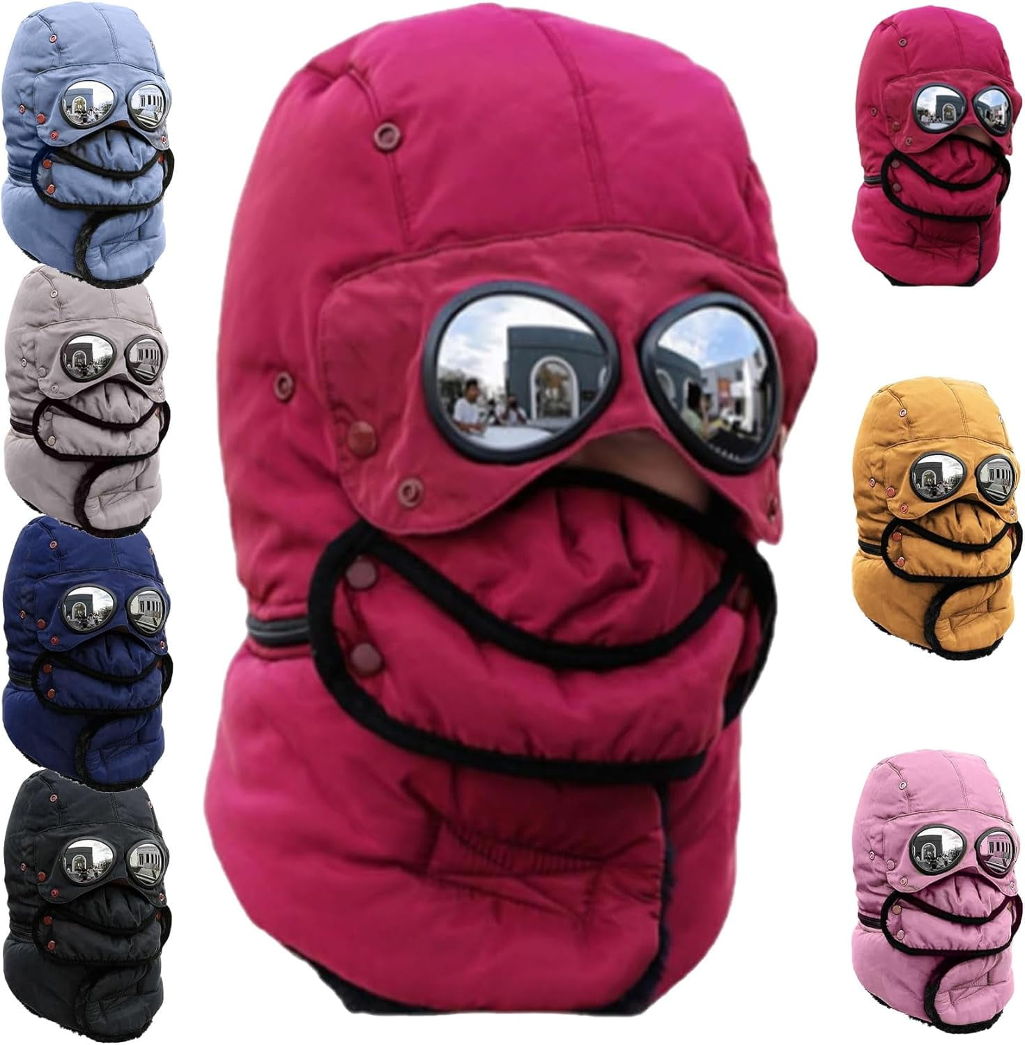 4 in 1 Winter Windproof Thermal Hat - Detachable Mask & Neckband, Glasses-Compatible for Hiking/Camping