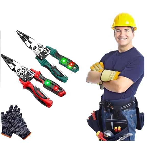 4-in-1 Wire Stripping and Testing Pliers,Digital Voltage-Testing Wire Stripper with LED Indicator,Integrates Cutting, Crimping, Wire Twisting, Digital Voltage Testing, and Wire-breaking Functions.
