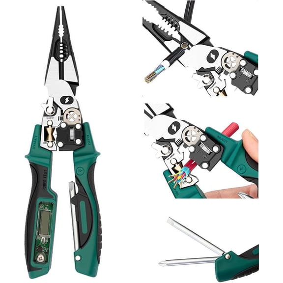 4-in-1 Wire Stripping and Testing Pliers - Heavy Duty Multi-function Pliers For Electricians, Wire Cutting, Twisting & Splitting