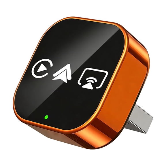 4-in-1 Wireless CarPlay Adapter, Supports Android Auto, Airplay, Miracast, Plug & Play Auto Connectivity for Cars, OTA Updates, Compatible with iPhone & Android,Orange