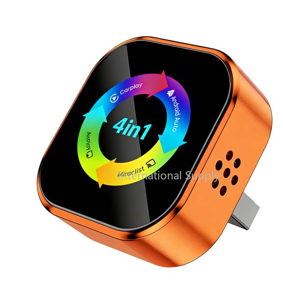 4-in-1 Wireless Carplay Adapter Android Auto Connect Airplay Mirror Link Screen Plug and Play Bluetooth for Apple and Android
