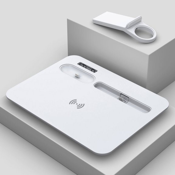 4-in-1 Wireless Charging Mat for iPhone, AirPods & Watch, Samsung Galaxy, Google Pixel, and All Qi-Enabled Devices, Additional USB-A Port, Intuitive Design(White)