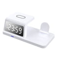 thumbnail image 1 of 4-in-1 Wireless Charging Station, 15W Digital Alarm Clock Stand for Multiple Devices, Desktop Multi-Interface Charging Station, 1 of 8