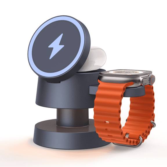 4 in 1 Wireless Charging Station Cube With Nightlight and Sleek Metal Finish For iPhone, Apple Watch, and AirPods