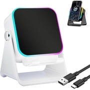 4-in-1 Wireless Speaker Stand, Induction Audio Stand with Stereo Sound & RGB Ambient Light, Universal Holder for Smartphones, Tablets & Electronic Devices