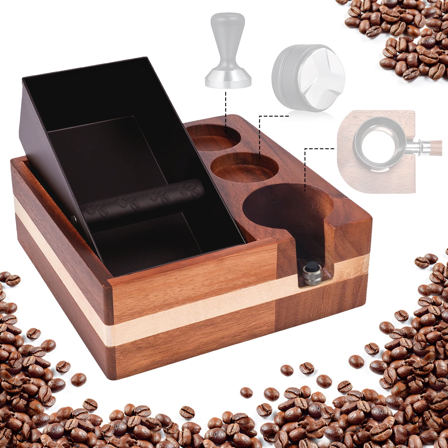 4in1 Wooden Espresso Knock Box for 5158mm Espresso Accessories